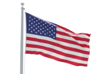 an american flag flying in the wind