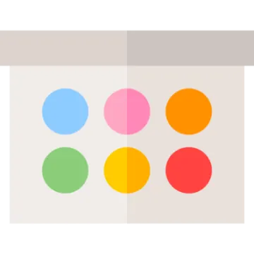a box with colorful circles on it