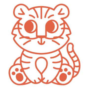 a cartoon tiger sitting on the ground