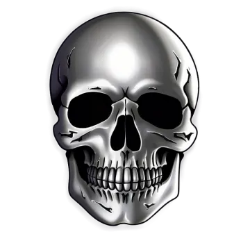 a black and white skull on a white background