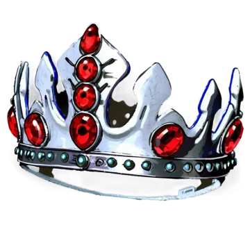 a drawing of a crown with red crystals
