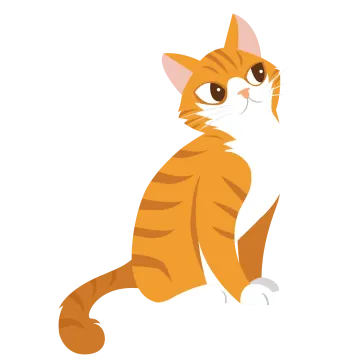 a cartoon cat sitting on the ground