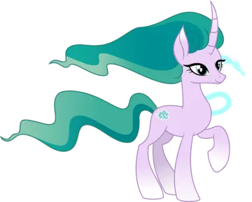 a pinkie pony with green hair and blue eyes