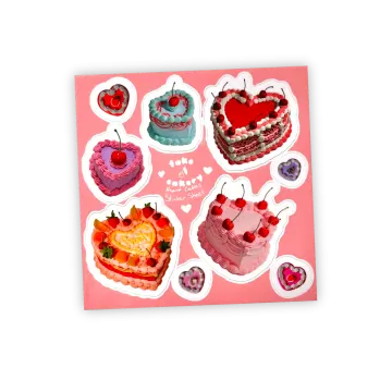 a card with different cakes on it