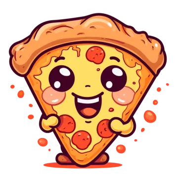a slice of pizza with a smiling face