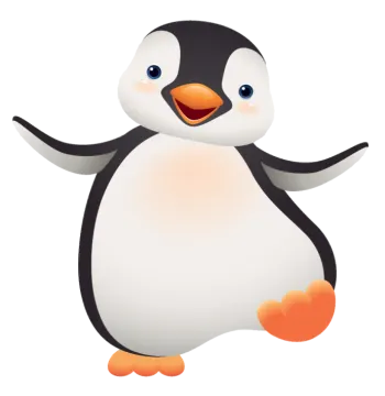a cartoon penguin sitting on the ground