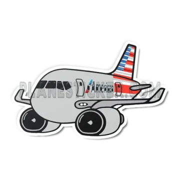 a sticker of an airplane with the american flag