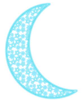 a crescent with stars on it