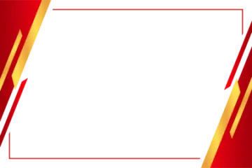 a red and gold frame with a white background