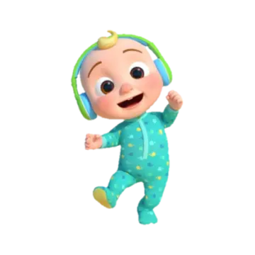 a cartoon character with headphones on