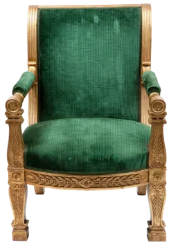 a green velvet upholing chair