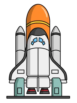 a rocket with an orange helmet on it