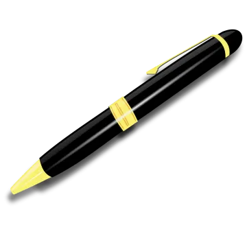 a black and yellow pen on a white background