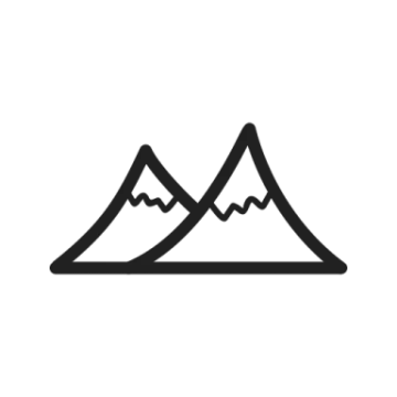 a black and white icon of mountains