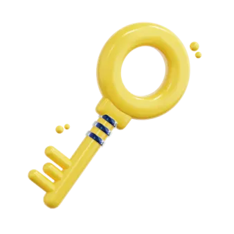 a yellow key on a white background