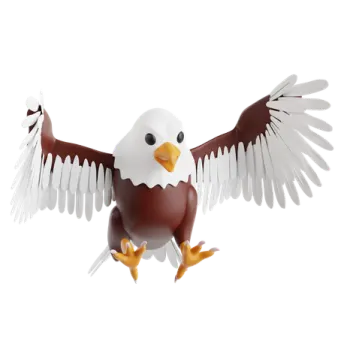 an eagle flying with its wings spread out