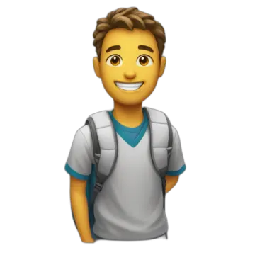 a cartoon character with a backpack on his back
