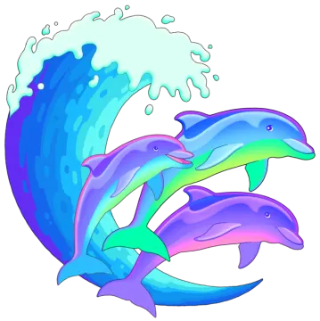 two dolphins jumping out of the water