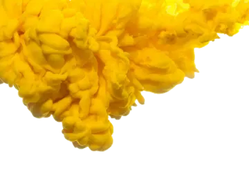 yellow ink in water on white background