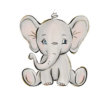a drawing of an elephant sitting on the ground