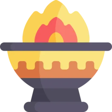 an illustration of a fire in a bowl