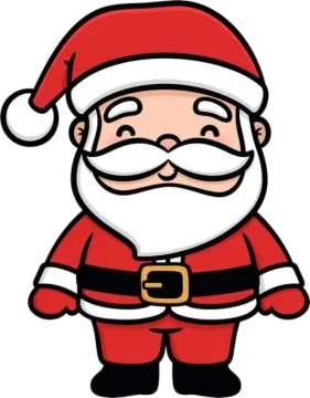 a cartoon santa with a beard and mustache