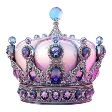 a pink crown with blue and purple crystals