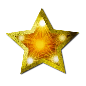 a golden star on a white background