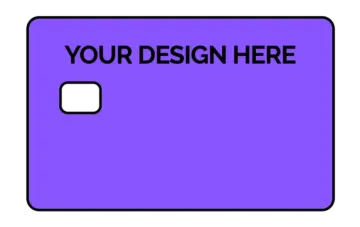a purple credit card with the word your design here