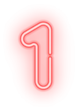 a neon letter t on a white background