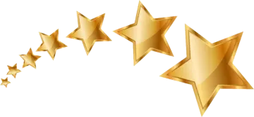 five gold stars on a white background