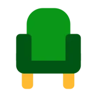 a green chair on a white background