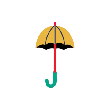 an umbrella with a red and green handle