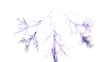 a white background with purple lightnings