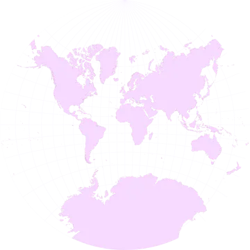 a pink world map on a white background
