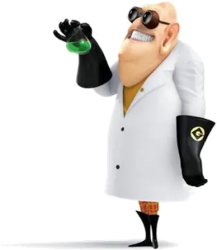 a cartoon character in a white coat and sunglasses