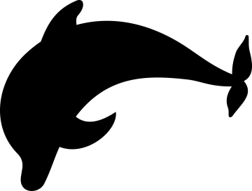 a black and white silhouette of a dolphin