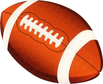 an orange football ball with a white stripe