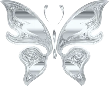 a silver butterfly on a white background