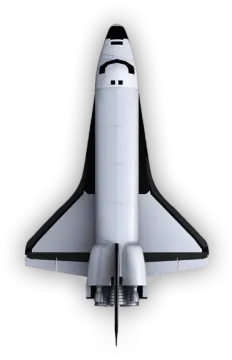 a space shuttle is flying in the air