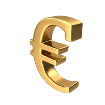a golden euro sign on a white background