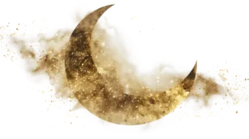 an image of a crescent with dust coming out