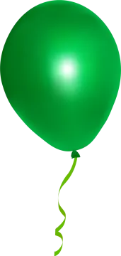 a green balloon with a long tail