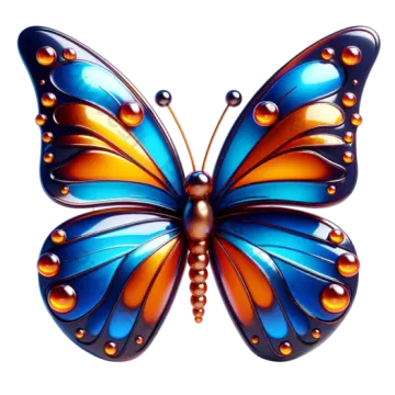 a blue butterfly with orange and yellow wings