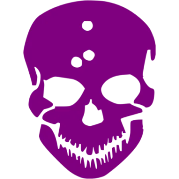 a purple skull on a white background