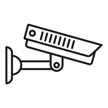 a black and white image of a security camera