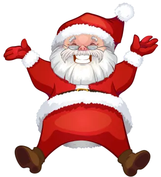 a cartoon santa claus with his hands up