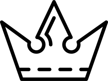 a black and white crown icon