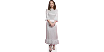 a woman wearing a white dress and black sandals