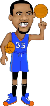 a cartoon basketball player holding a ball